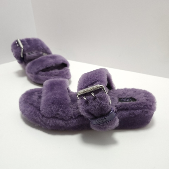 UGG Shoes - UGG Fuzz Yeah Purple Shearling Platform Sandal Slides Size 7